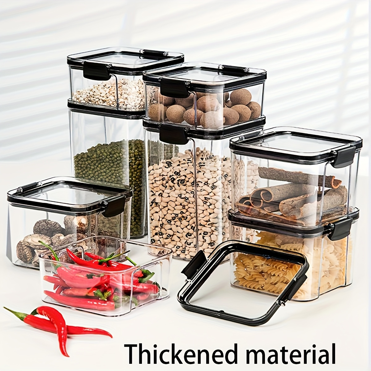   storage containers with lids moisture proof stackable sealed jars plastic kitchen and pantry organizers for     flour nuts pasta 5pcs set Product details 4
