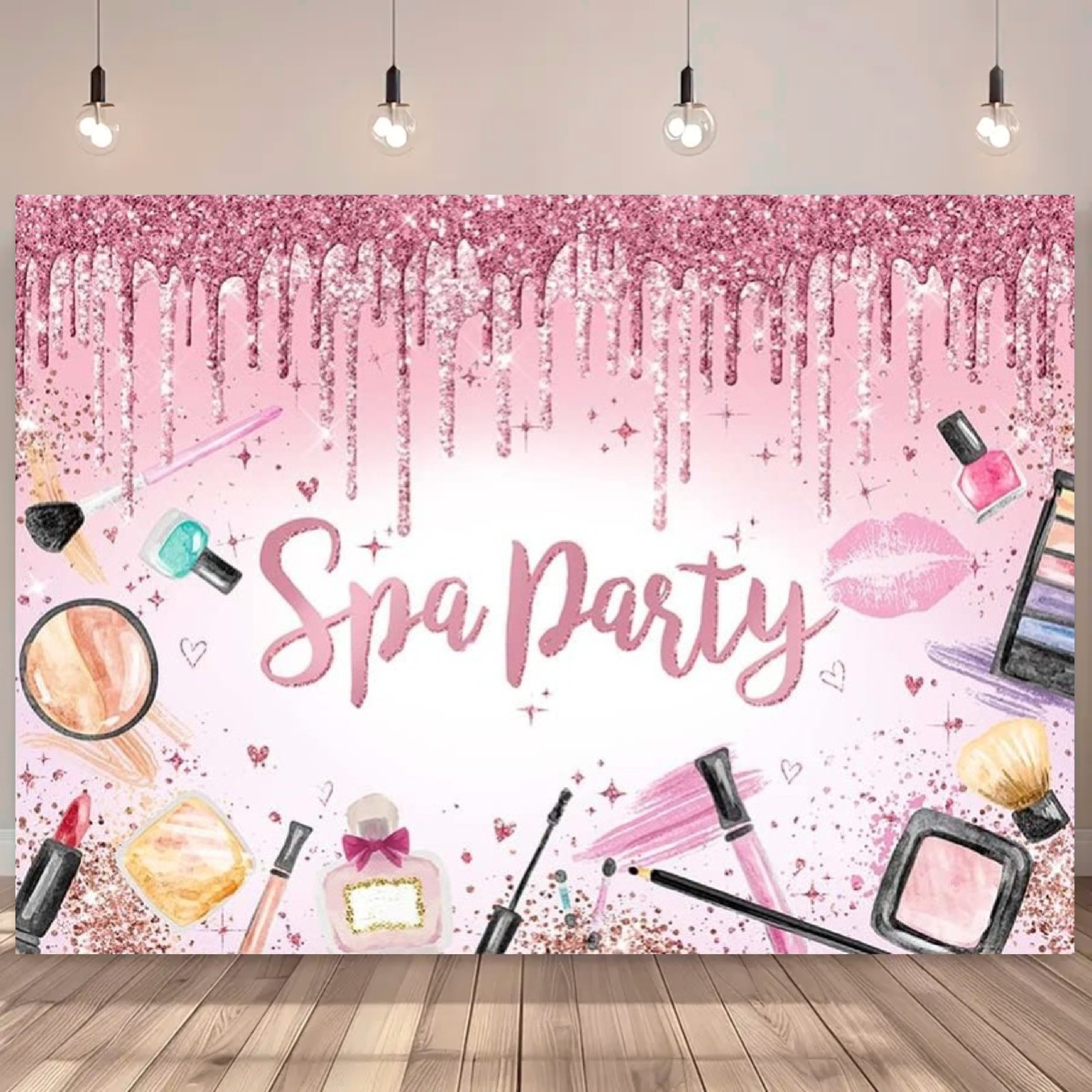 

1pc Vinyl Spa Party Backdrop Banner | Use Decoration For Princess Makeup Birthday Parties | Sweet Photography Background | No Electricity Required, Featherless – 5ft X 3ft / 5ft X 7ft