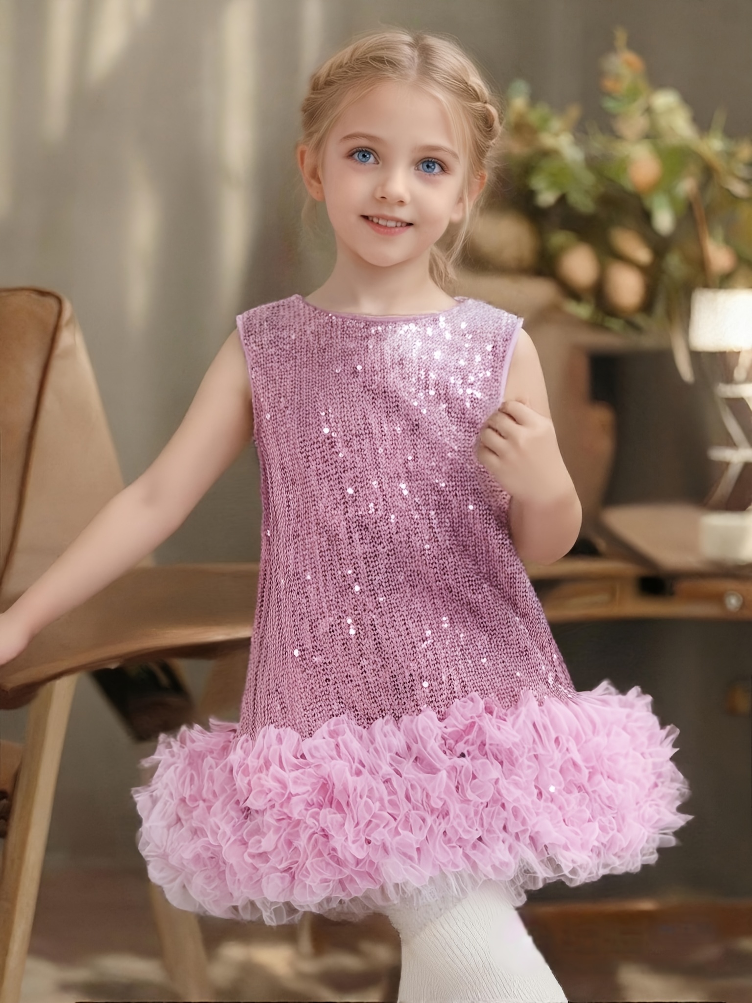 girls pink sleeveless sequin princess dress tulle skirt Temu Canada