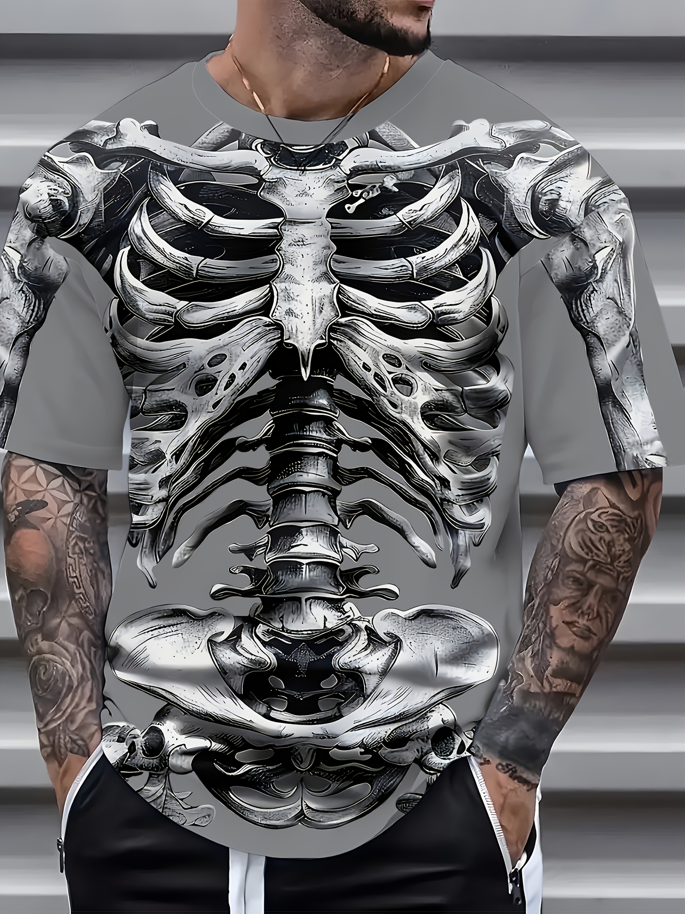 camiseta talla hombre esqueleto estampado Temu Brazil