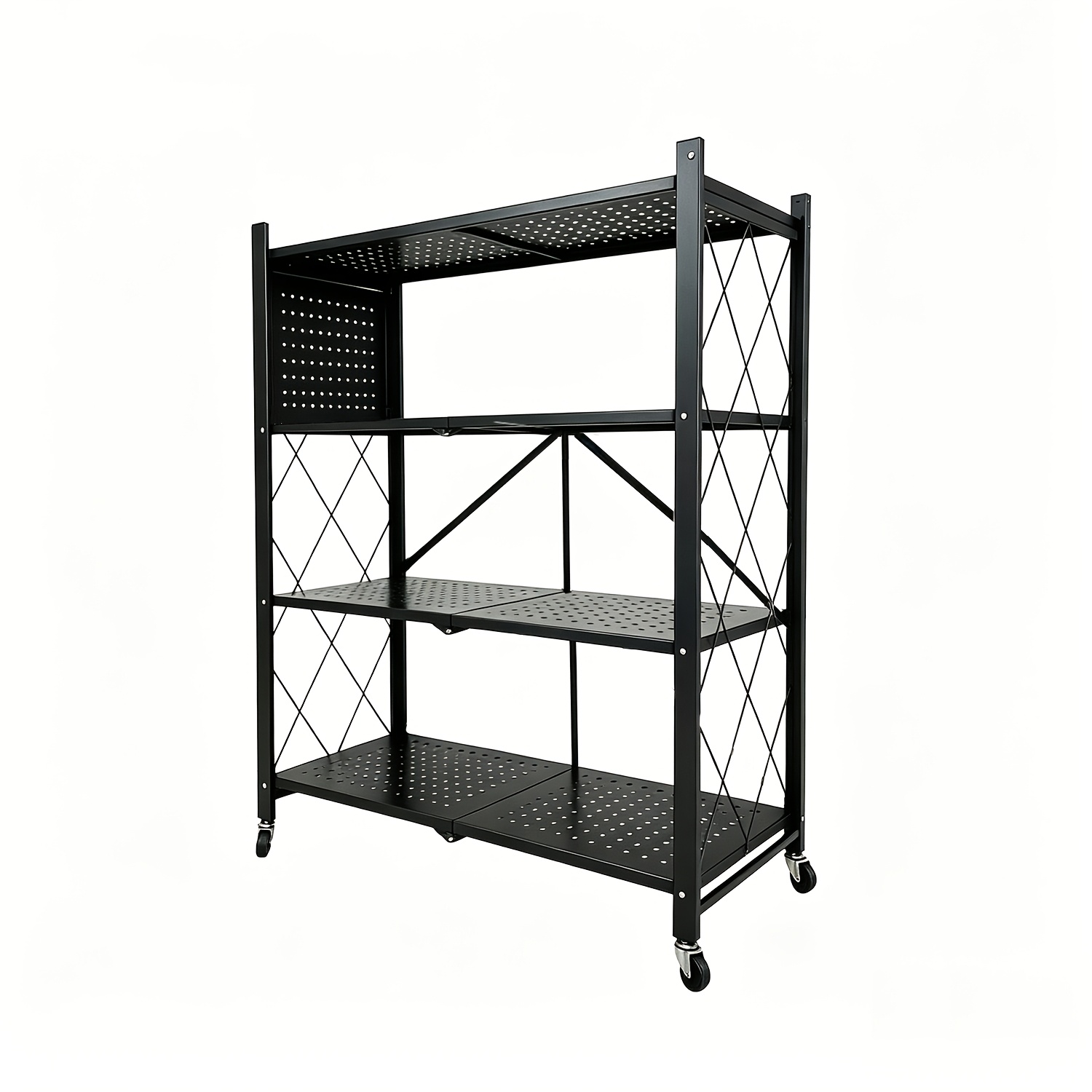 TEMU 1pc Ready-to-use Folding Storage Rack, , 3, 4, Or 5-tier . Space-saving, No . Foldable And Portable, Ideal For Living Rooms, Kitchens, Garages,