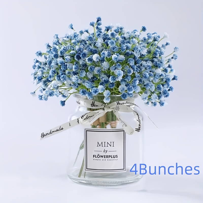 Image of 12pcs 4 Bunches Artificial 's Breath Flowers Fake Flowers Gypsophila Floral Bouquets For Home Office Kitchen Restaurant Centerpieces Wedding Christmas Party Room And For Home Decor (vase Not Included)