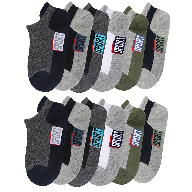 Image of 6/12 Pairs Leidisi Sport Lettering Protective Heel Sports Socks - High Elasticity Breathable Combed Cotton Socks Suitable For, Gym, Athletic Wear, Sweat-wicking Protective Sole For, For Teenager