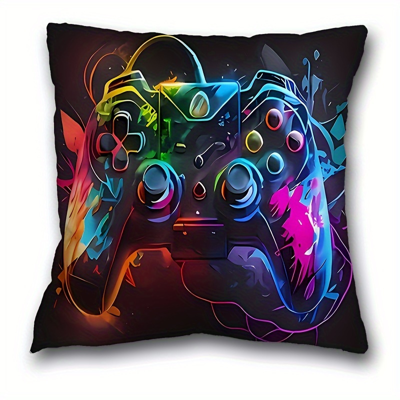 

1pc, Gamepad Pattern Short Plush Pillow Case (17.7 "x17.7"), Game Theme Pillow Case, Home Decor, Room Decor, Bedroom Decor, Architectural Collectible Accessories (excluding Pillow Core)