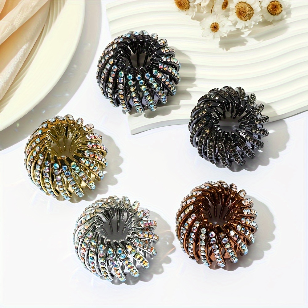 

Elegant Bird Nest Magic Hair Clip - Sparkling Rhinestone Ponytail Holder With Non-slip Grip, Strong Hold For Women And Girls - Fashionable Hair Accessory