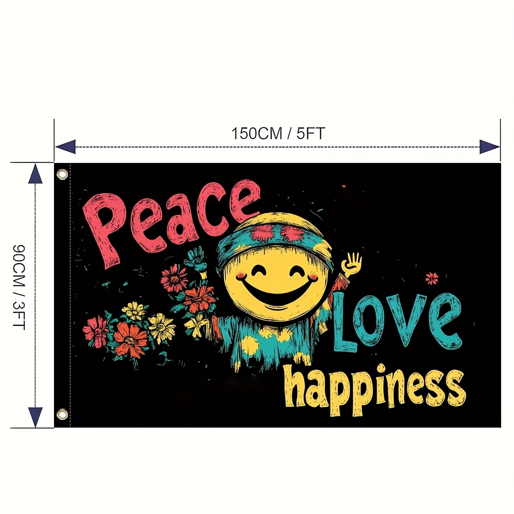 TEMU 1pc, Elegant Flag Feet Peace Love , Polyester, For Festival, Dorm, Party, Home, Garden, Decoration