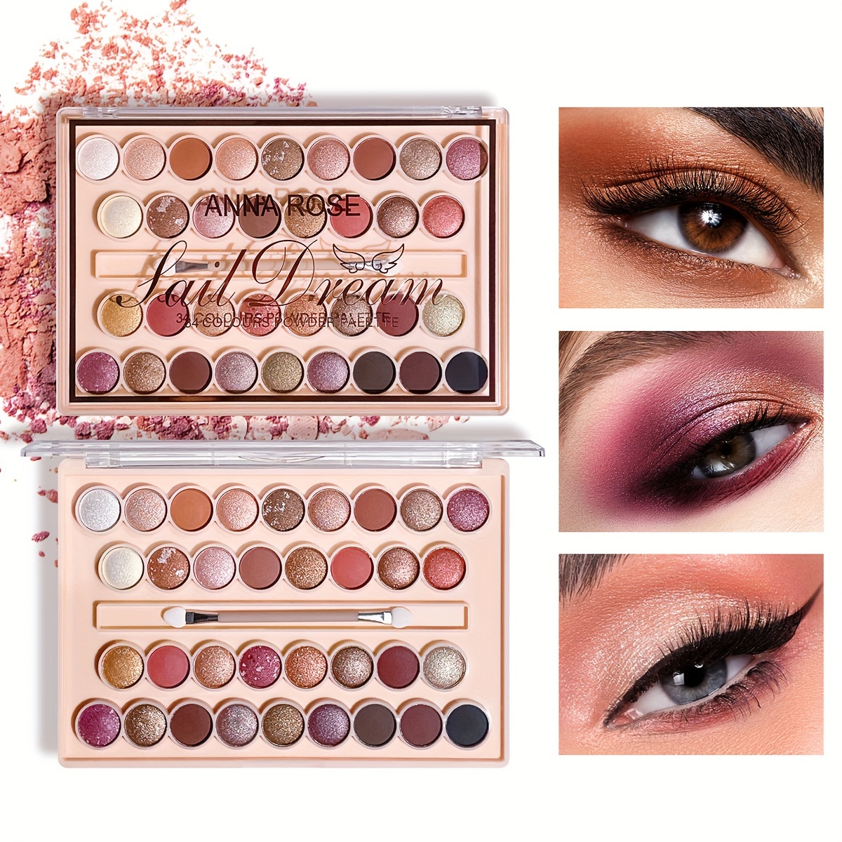 

34 Colors Eyeshadow Palette Easy To Smudge And Hold Make-up Showing Colour Dazzling Eyeshadow, Micro-shimmer Matte Pearl Multi-colour Eyeshadow Palette