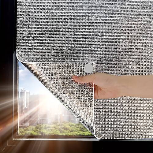 a roll of window insulation and sunshade film thickened double sided aluminum foil that blocks 99 of glare and heat high quality self no drilling required for installation suitable for bedroom glass rooms and