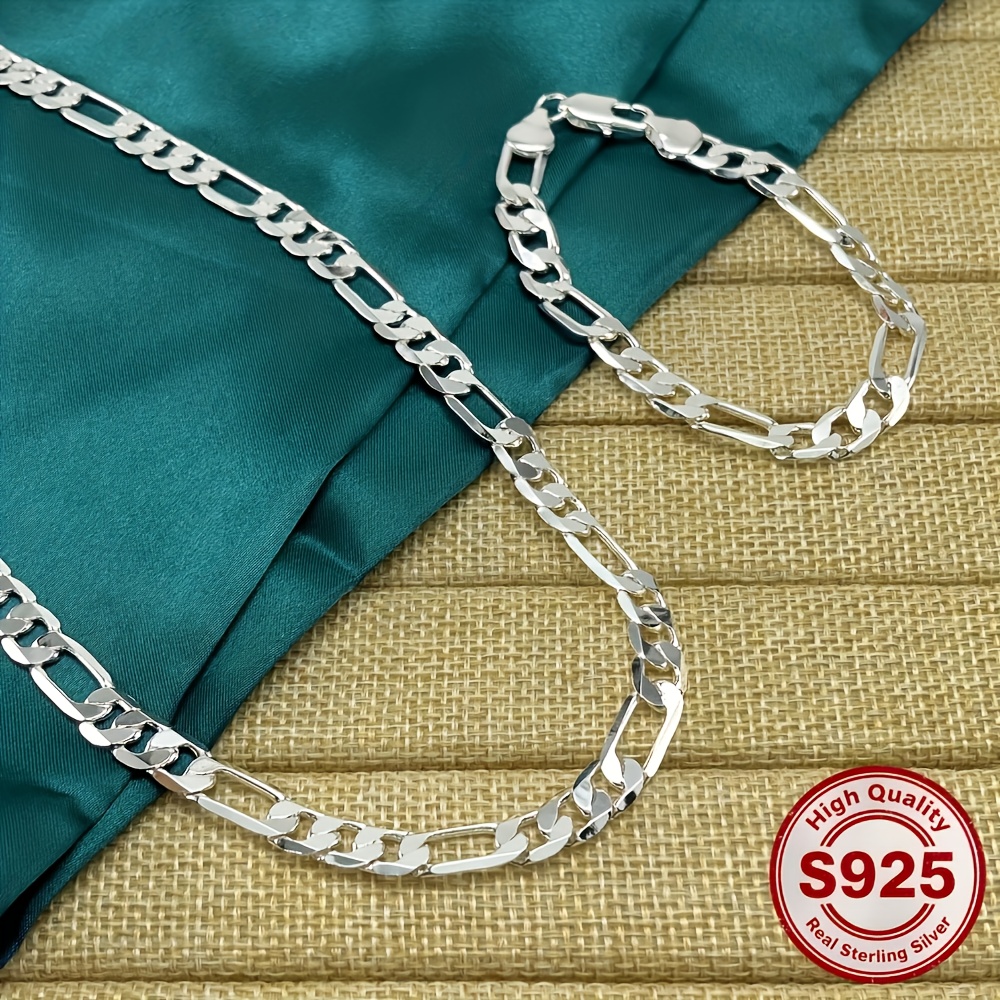 TEMU Elegant 925 Sterling Silver Bracelet Set - Vintage Boho Style, Perfect For Weddings And Parties, Ideal Valentine's Day Gift, Includes Matching