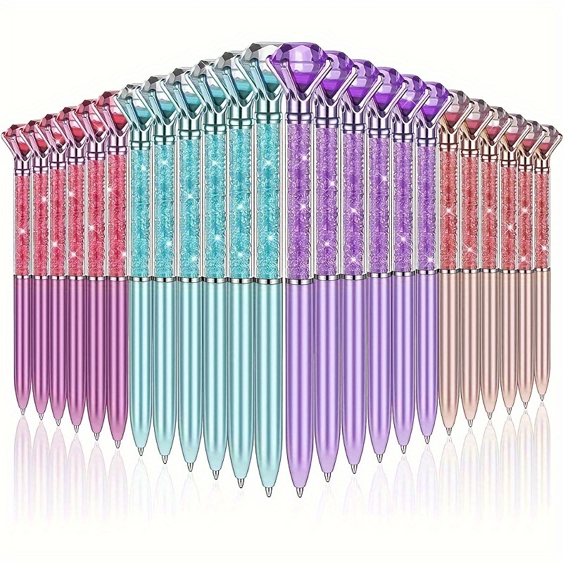 

1pc, 10pcs Studded Ballpoint Pens - Retractable Round Body, Medium Point, , 4 Vibrant Colors - School, Office, Christmas, Wedding, Birthday Gifts Random Color