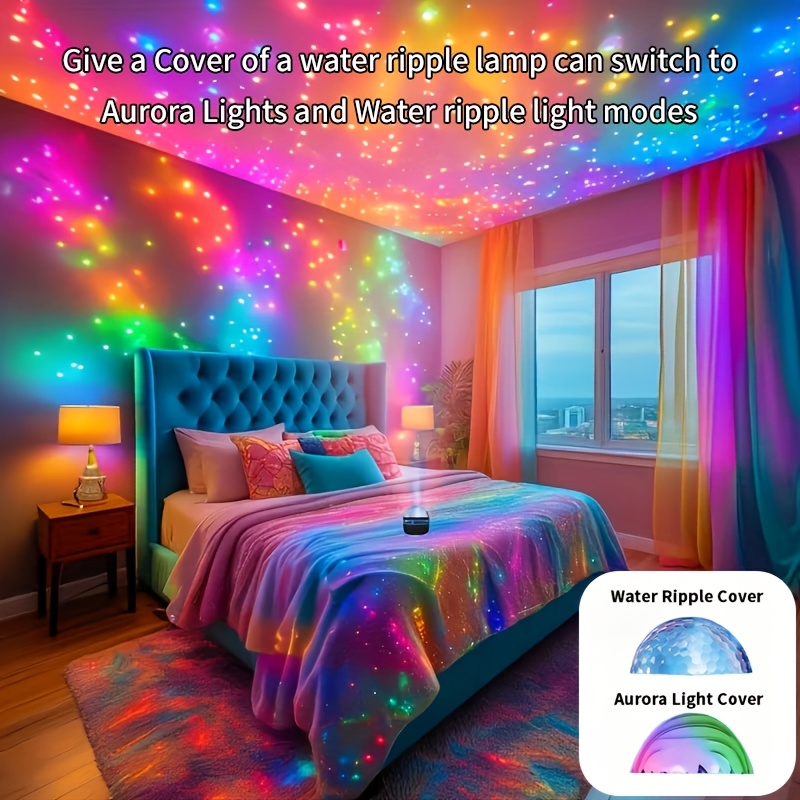 TEMU 1pc Water Ripple Wave Projection Atmosphere Lamp With Lampshade Usb Powered 3d , , Romantic Gift. Controlled By Remote Control Home Theater,