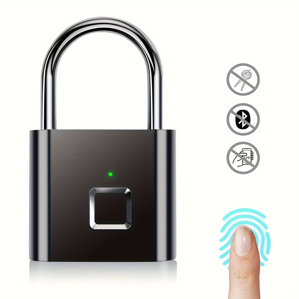 smart fingerprint padlock usb rechargeable door lock biometric   door lock zinc alloy smart life unlocking details 0