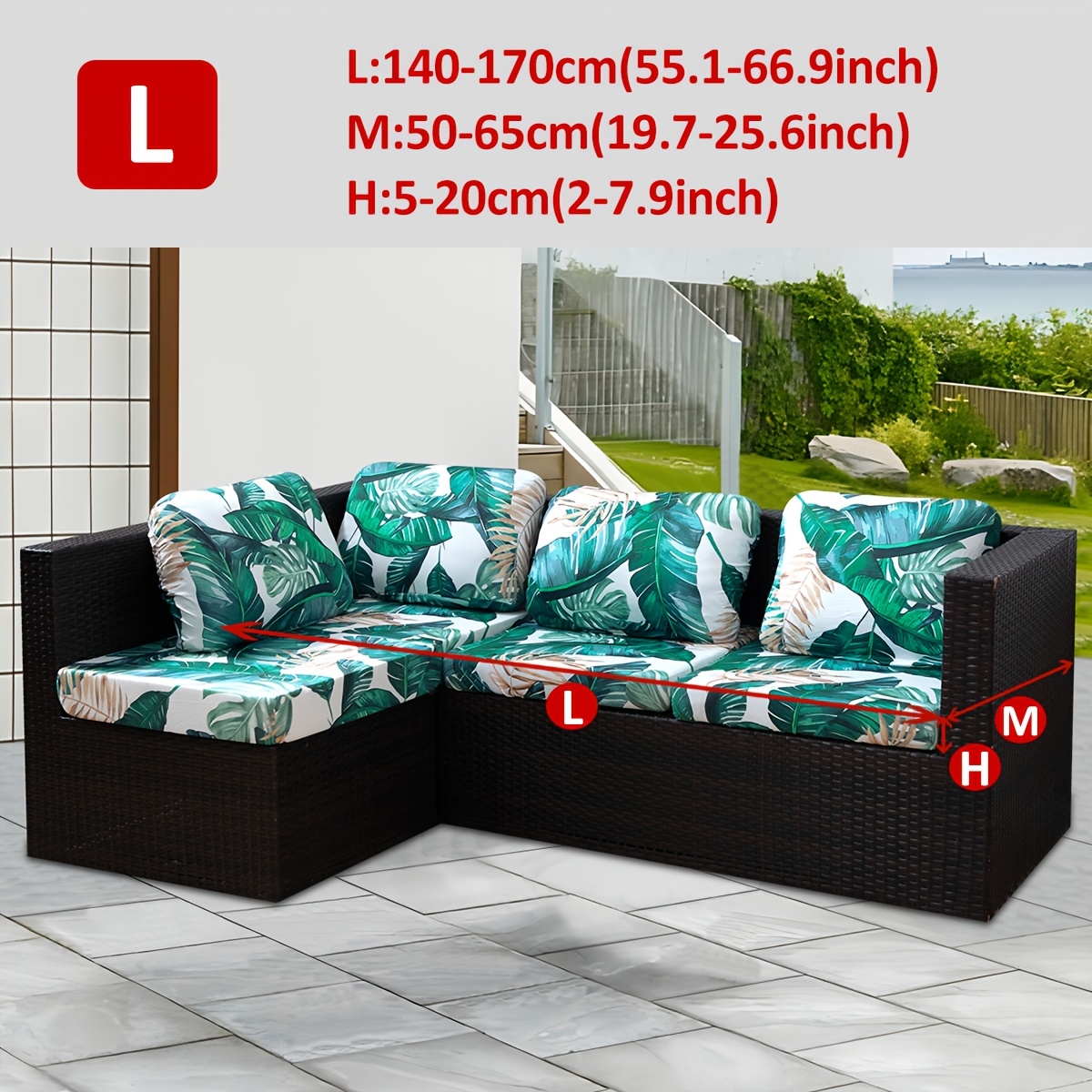 TEMU 1pc Outdoor Digital Printing Leaf Outdoor Sofa Cushion Cover, Single Seat, Double Seat, 3 Seat, 4 Seat And Other Sizes From, Stretchable