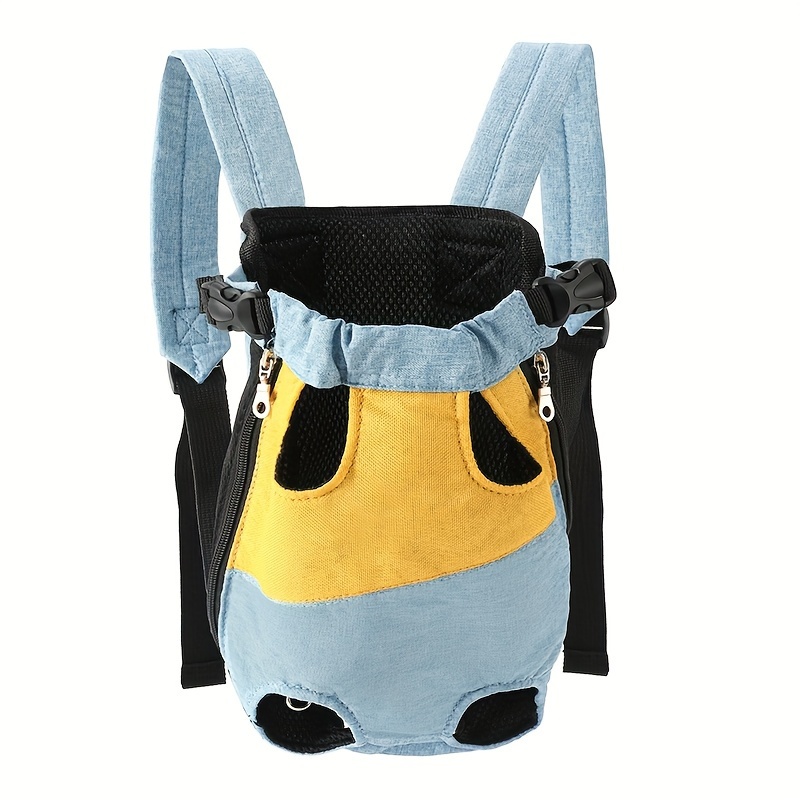 TEMU 1pc Adjustable Pet Colorblock Chest Backpack, , Polyester Material, Snap Closure, Suitable For Small To Medium