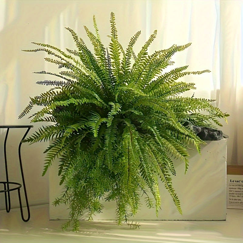 

2pcs Large Artificial Boston Ferns, Fake Outdoor Fern Shrubs For Indoor Home Gardens, , Window , Entrances - Farmhouse Decor, No Container Included