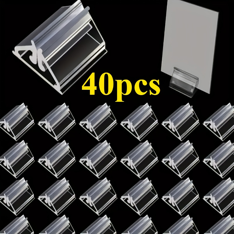 E-shop 40 Stück Transparente Acryl-Displayständer Set – Stabile Klare Kartenhalter, Keine Montage Erforderlich, Ideal für Büros, Partys, Einzelhandel,