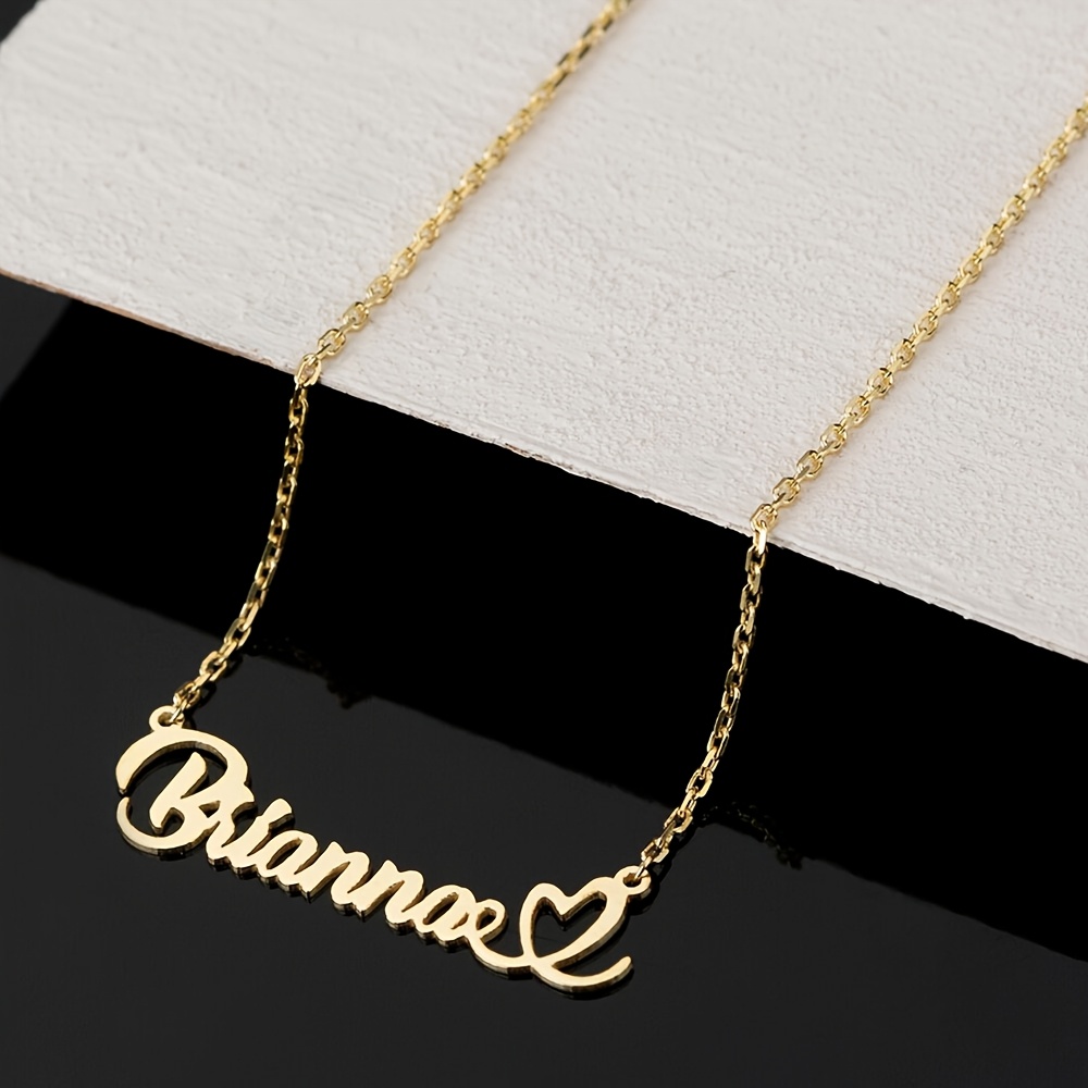 TEMU Customized Heart-shaped Letter Pendant Necklace, Personalized Necklace Made Of 304l Stainless Steel With Plating. Custom Jewelry For Special
