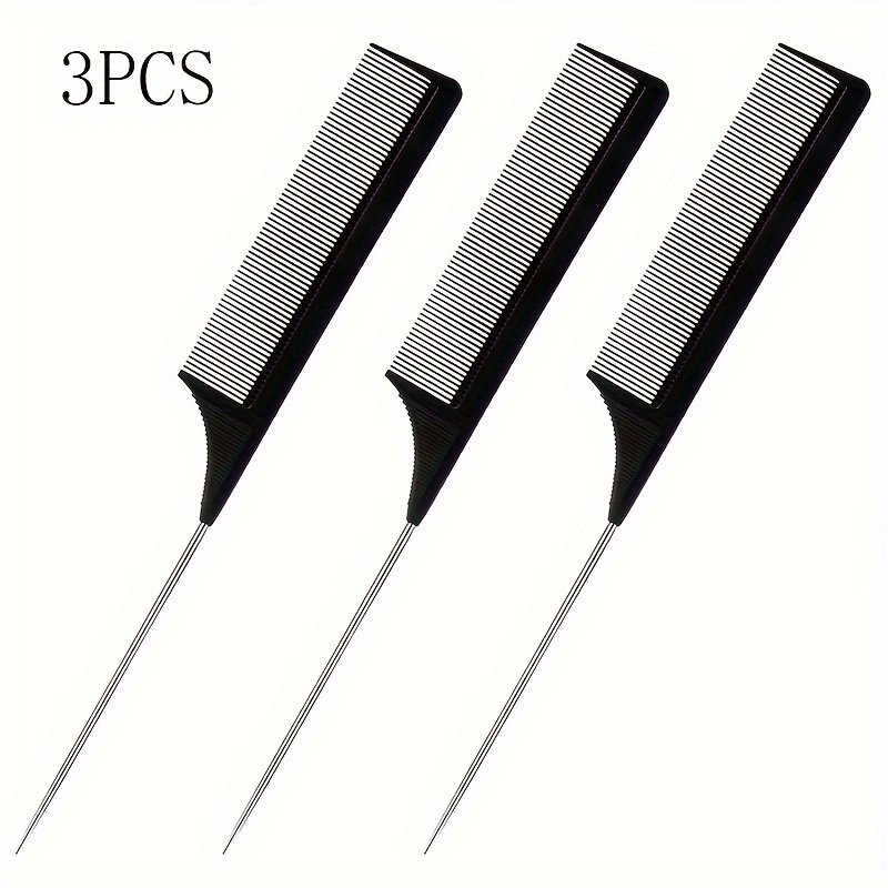 

3pcs/set Pointed Tail Comb, Steel Needle Hairdressing Styling Comb, Resistant Pick Dye Long Tail Comb