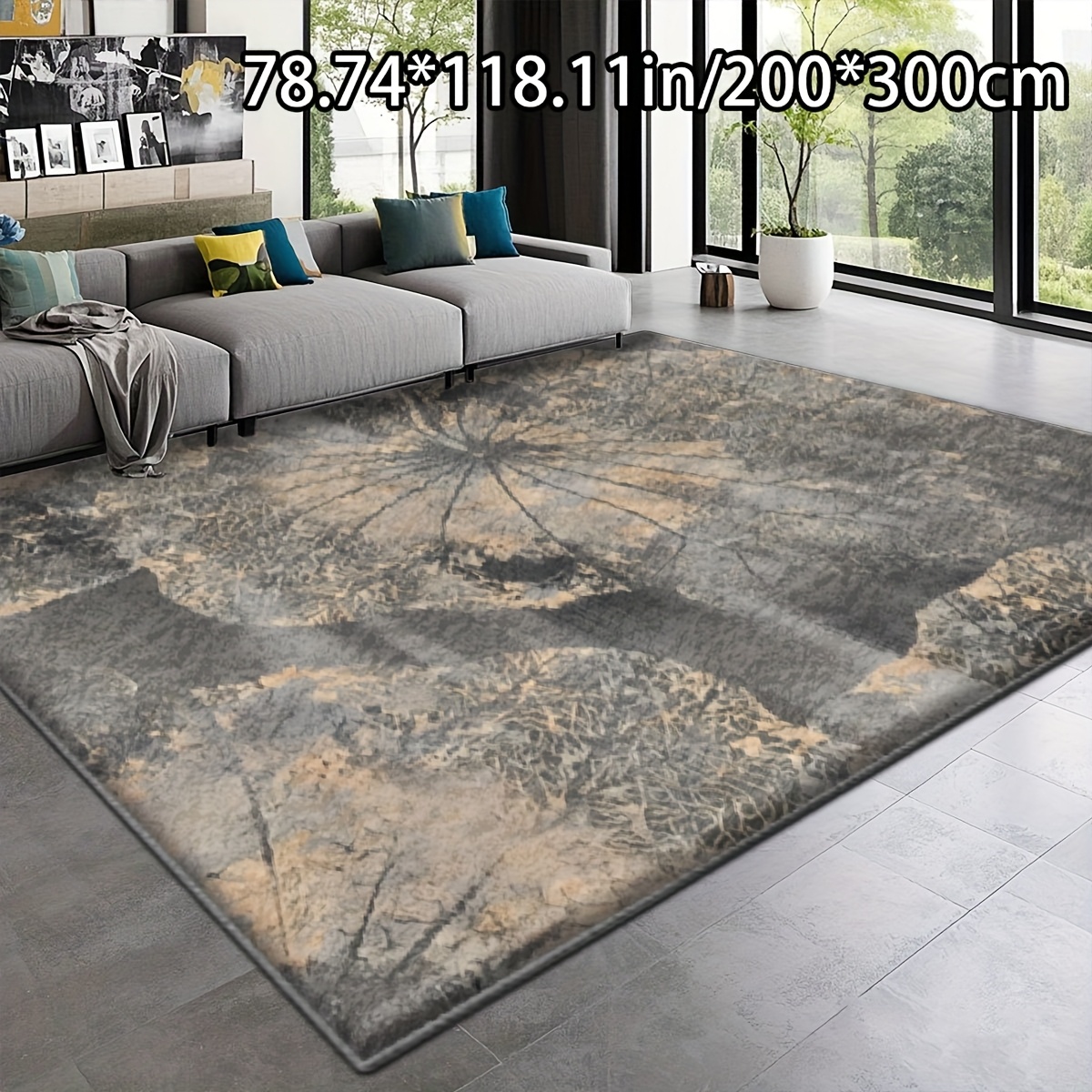 TEMU This Exquisite Abstract Textured Carpet Features A Soft Plush Top And A Dotted Plastic Bottom, Making It A Versatile Decorative Piece Suitable
