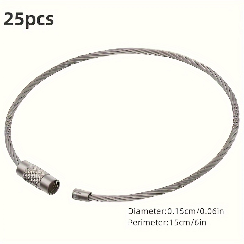 

25pcs Heavy-duty Stainless Steel Keychain Cables - 1.5mm Diameter, 5.9" Length - Perfect For Luggage Tags, Id Badges & More