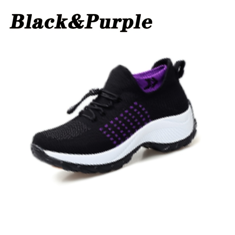 Image of Women's Fashion Sports Casual Running Shoes Lightweight Cushioning Flying Weave Sports Outdoor Non-slip Fitness Shoes Large Size, Women Shoes, Sneakers