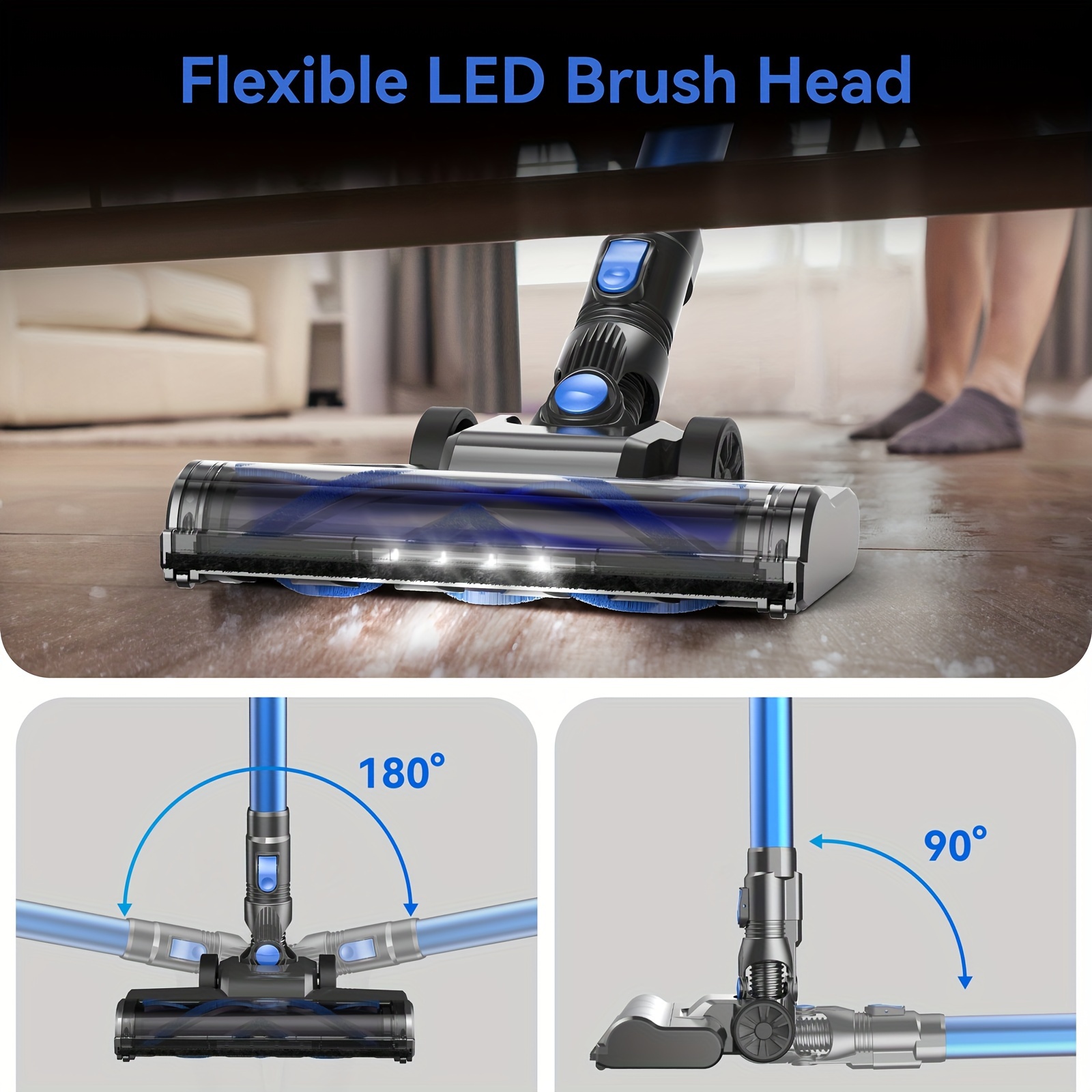  cordless vacuum cleaner 6 in 1 ultra lightweight stick vacuum with 2200 mah battery 40 mins max runtime powerful cleaners for home carpet hardwood floor pet hair n3s details 3