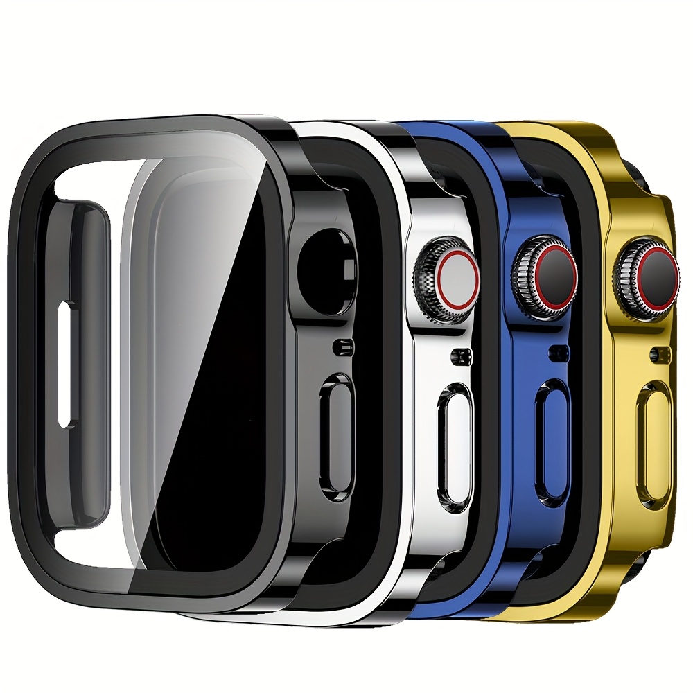 set of 4 premium electroplated design electroplated pc protective case for   watch built in tempered glass screen stylish design suitable for 40mm 41mm 42mm 44mm 45mm 46mm 49mm a great gift option Product details 7