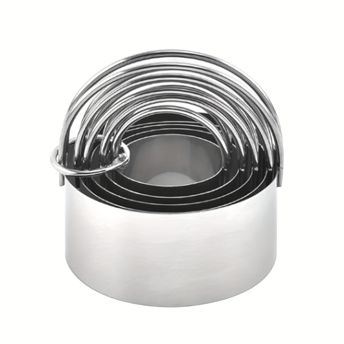 5pcs Round Cookie Cutter Set, Stainless Steel Fondant Molds With Loop Handles, Lace Edge Mousse Cutters, Baking Tools