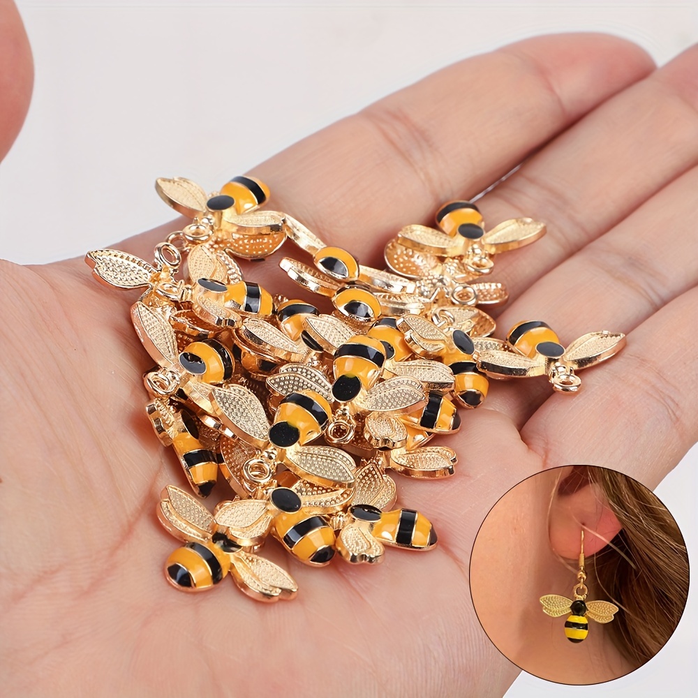 

30/100pcs Bee Charms Bee Charms Pendants Honeybee Embellishment Crafting For Easter Diy Handmade Craft Jewelry Accessories Necklace Bracelet Earrings Making Supplies