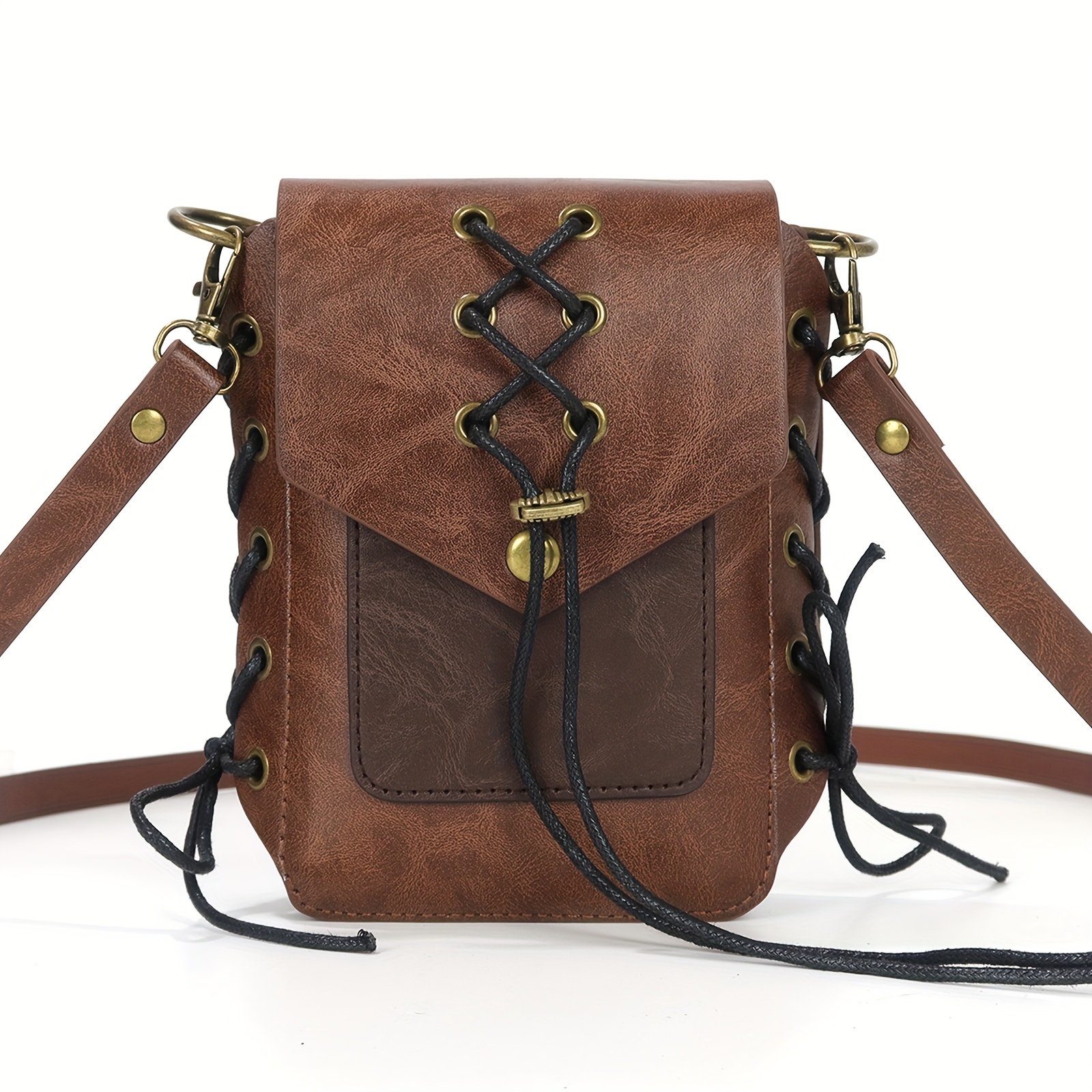 Handmade Retro Crossbody Bag Hemp Rope Artificial Leather Portable Mobile Phone Bag Key Bag Suitable For Travel