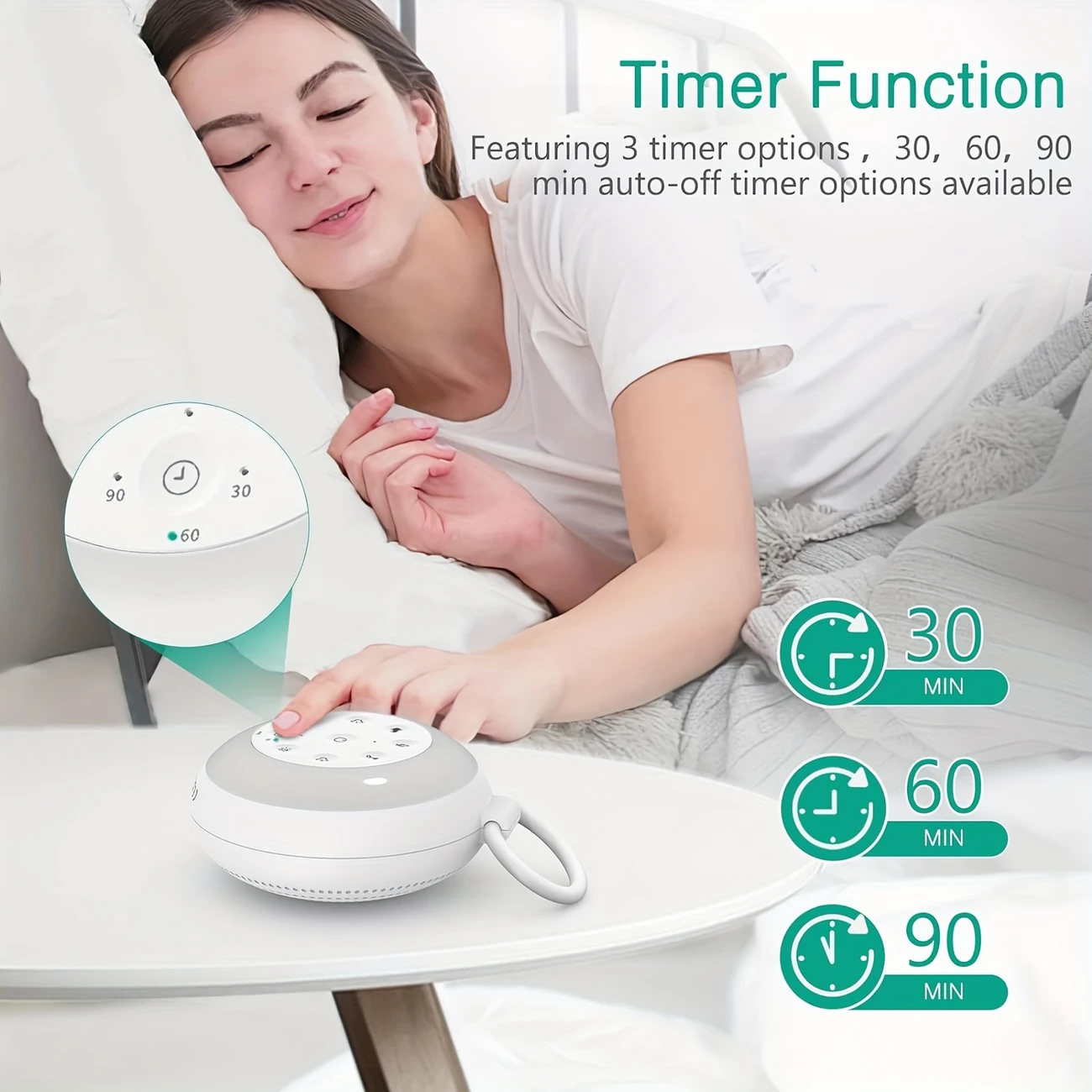 sa18 white noise recording sound machine with 24 soothing options night light control portable hook for travel relaxation and usb rechargeable wireless enabled tpu material sound machine for sleep details 5