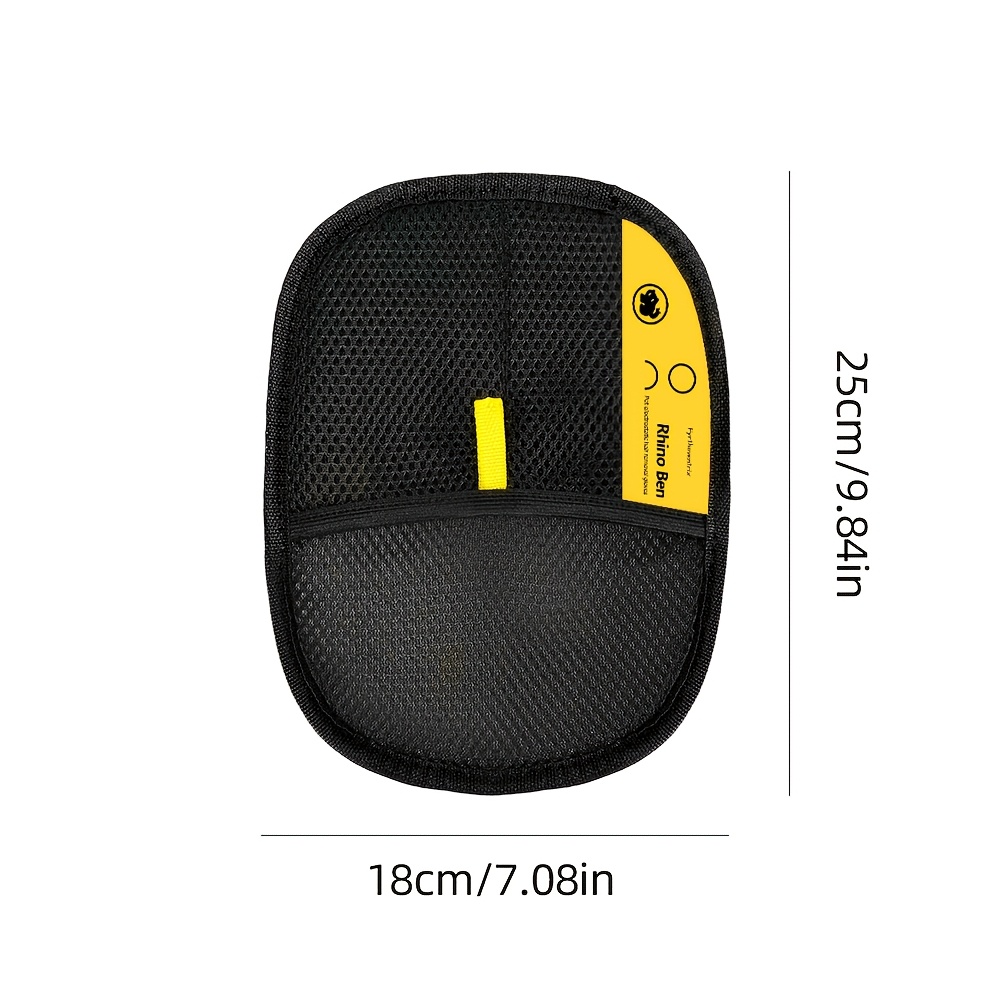 Image of Upgraded Large Size Pet Static Hair Removal Gloves - Black Polypropylene For Cat Grooming Gloves With Yellow Accents 9.84in X 7.08in, Effective In Removing Fur And Dander