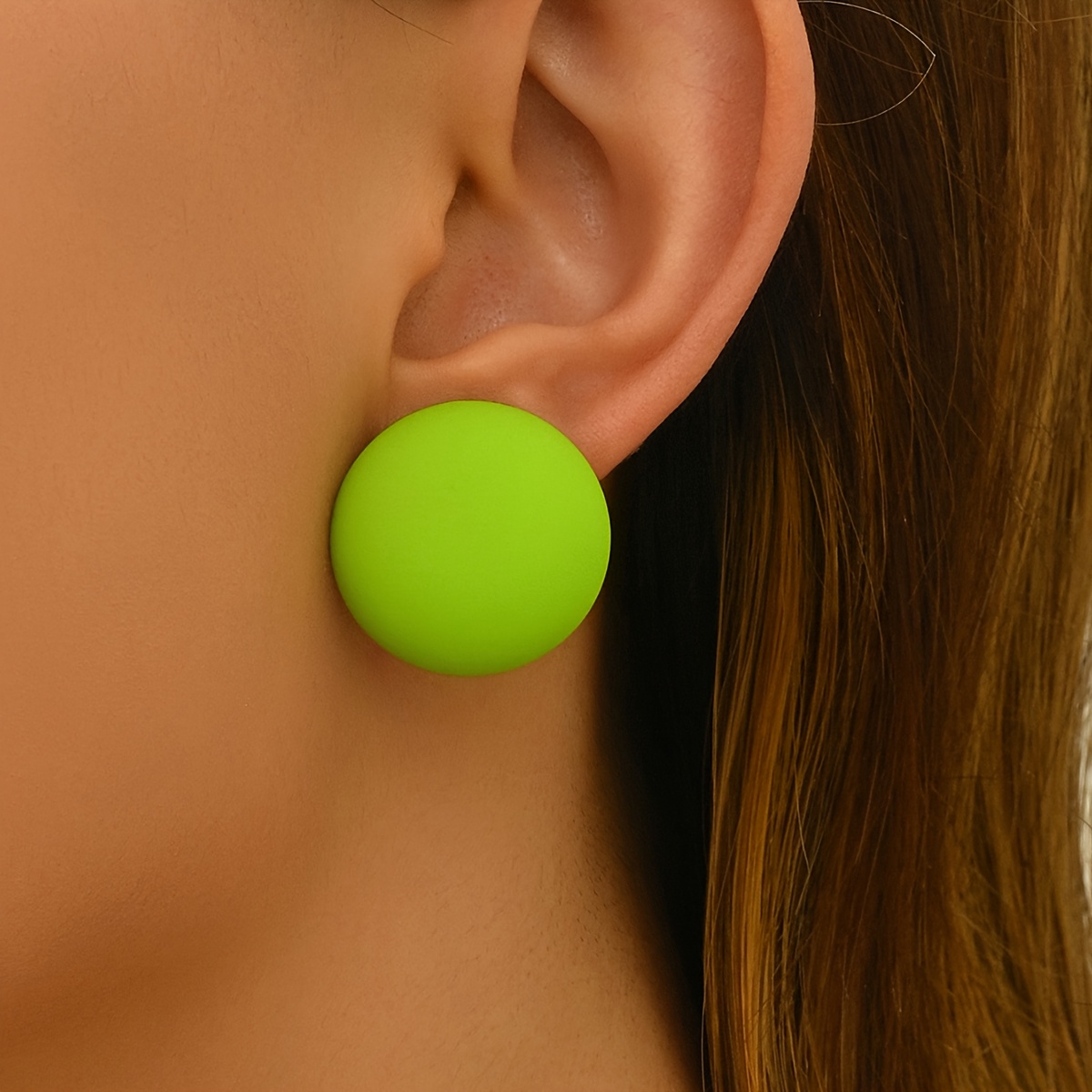 Women's Green Acrylic Circle Stud Earrings, Everyday Accessory