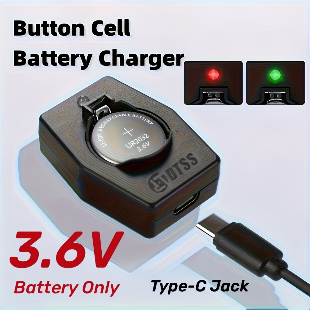 Chargeur USB-C Pour Piles Bouton LIR2032 (lithium) - Neuf, Marque Générique