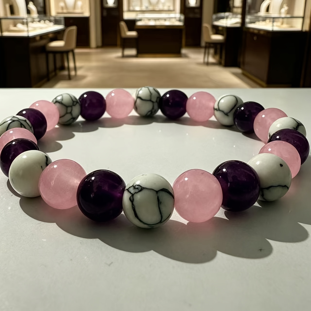Natural Turquoise & Agate Bracelet, Multicolor Beads for Women