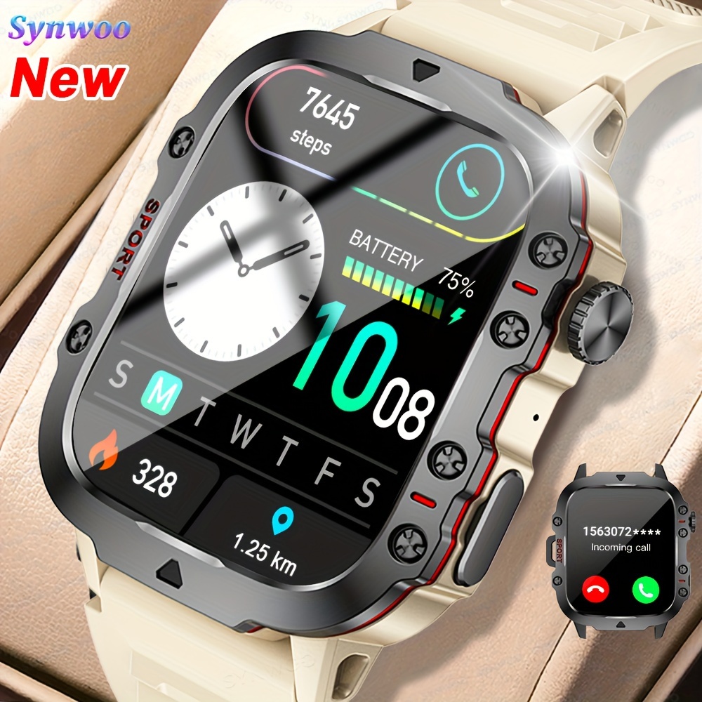 Relojes inteligentes para hombres, 1.96 pulgadas, HD, resistente al aire  libre, militar, reloj inteligente con llamada, IP68 resistente al agua, con