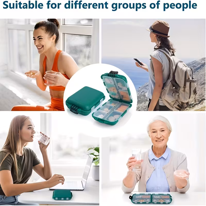 1pc travel waterproof moisture proof 7 day pill organizer polypropylene plastic with sealed compartments unscented daily medicine box for travel Product details 0