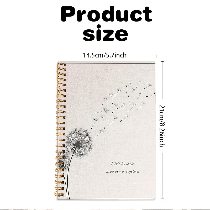 TEMU 1pc, 2d Flat, 1pc Spiral Notebook With Dandelion Theme Cover, Lined Notebook, "the Unified Echo: Dandelion Adventure Notebook", Spiral Lined