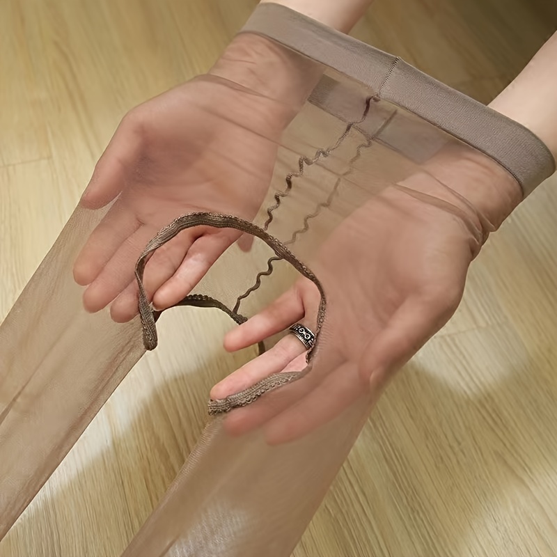 A Pair of Ultra-Thin Sheer Crotchless 0D Women'S Leggings, Invisible Lightweight Seamless Tights.