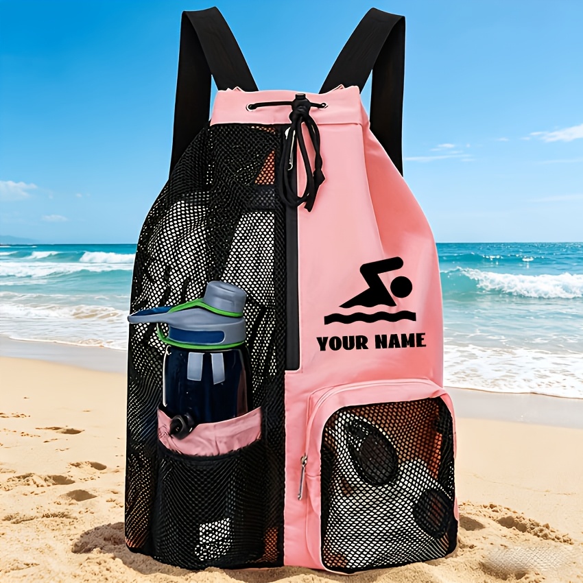 TEMU Custom Mesh Drawstring Bag, Swimming Backpack, Storage Bag, Foldable Sports Bag With Adjustable Drawstring, Quick-dry, Lightweight And