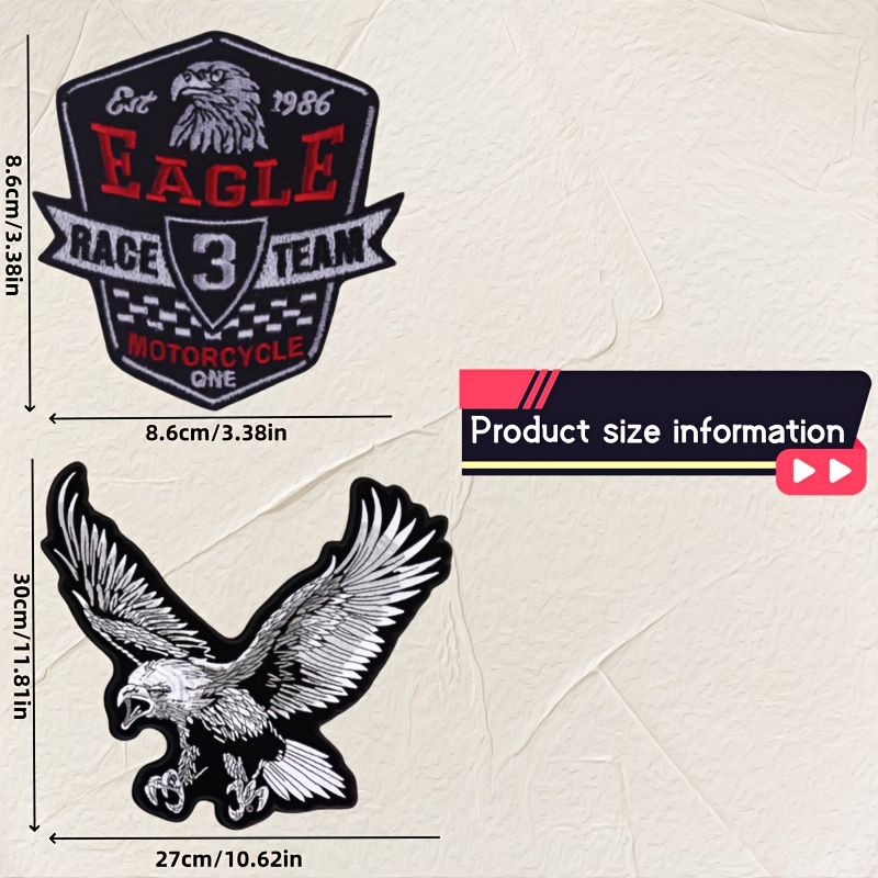 TEMU 2 parches de estilo motocicleta, parches para chaquetas de motociclista, adecuados para chaquetas, bolsos, camisetas y bordado multifuncional