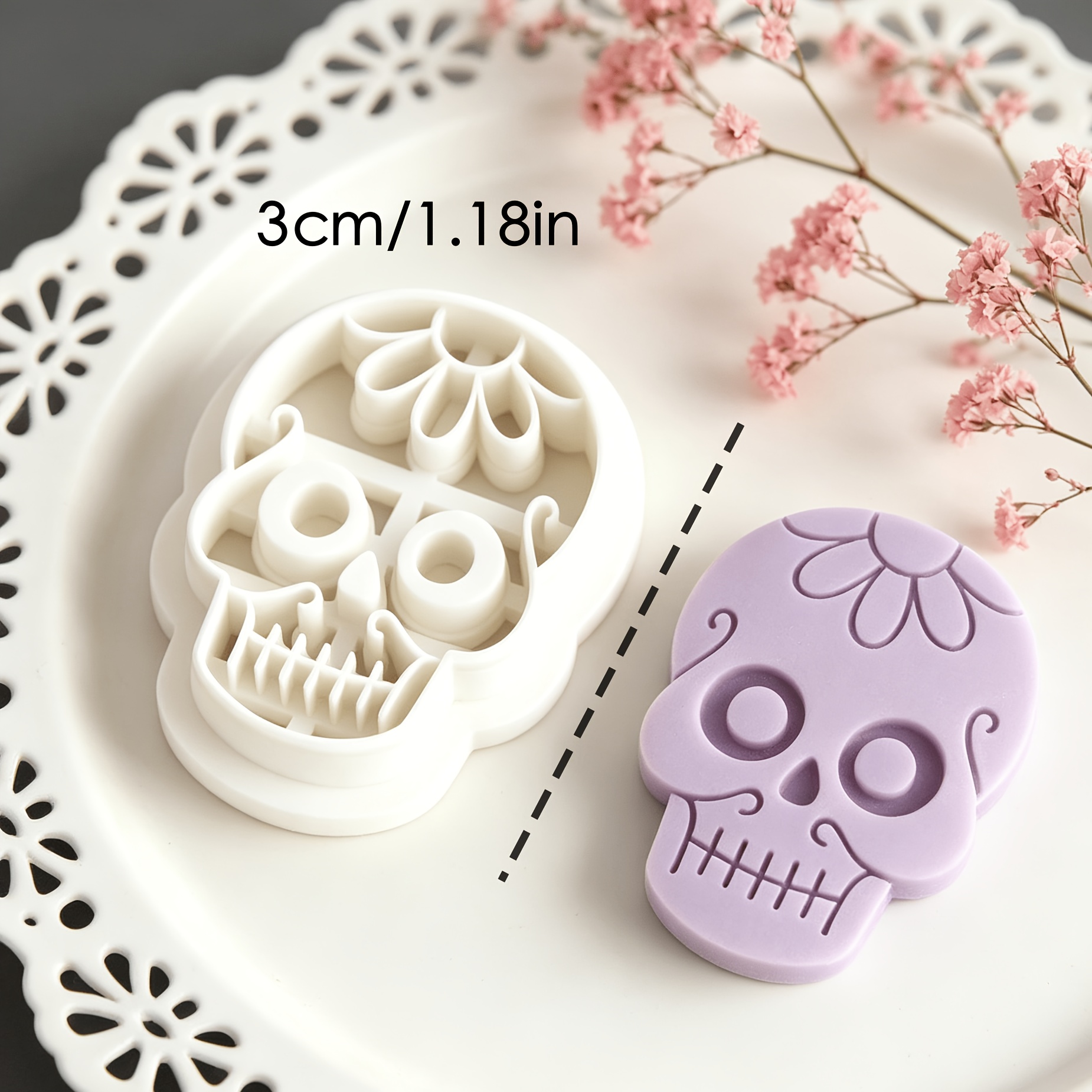 TEMU 1pc Of -shaped Clay Cutting Mold With Floral Relief, For , Earrings, Pendants, And Crafts, Suitable For And Halloween Crafts