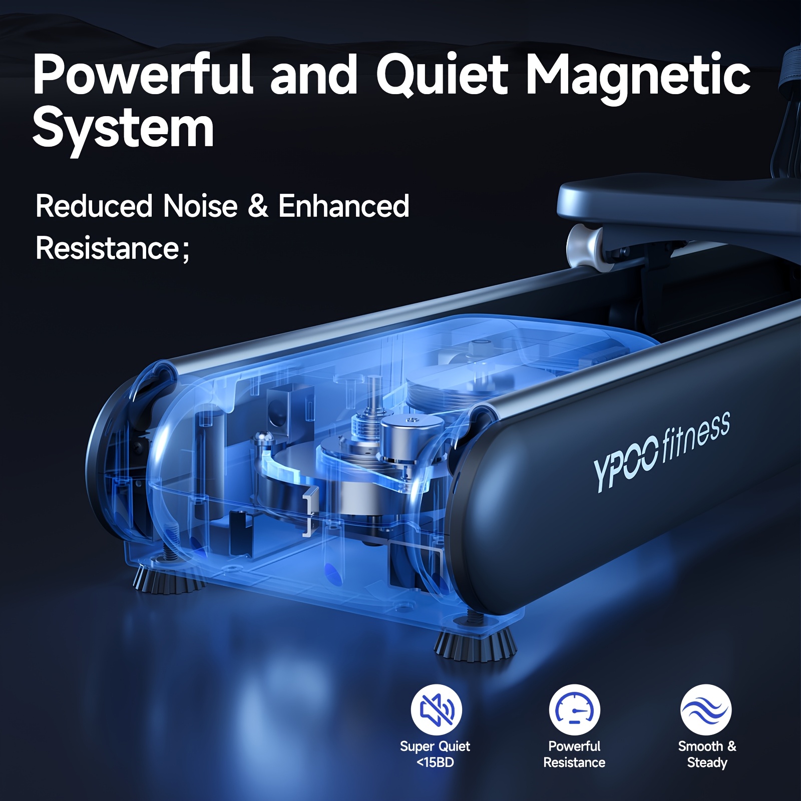 YPOO Magnetic Rowing Machine, Wireless & App Supported