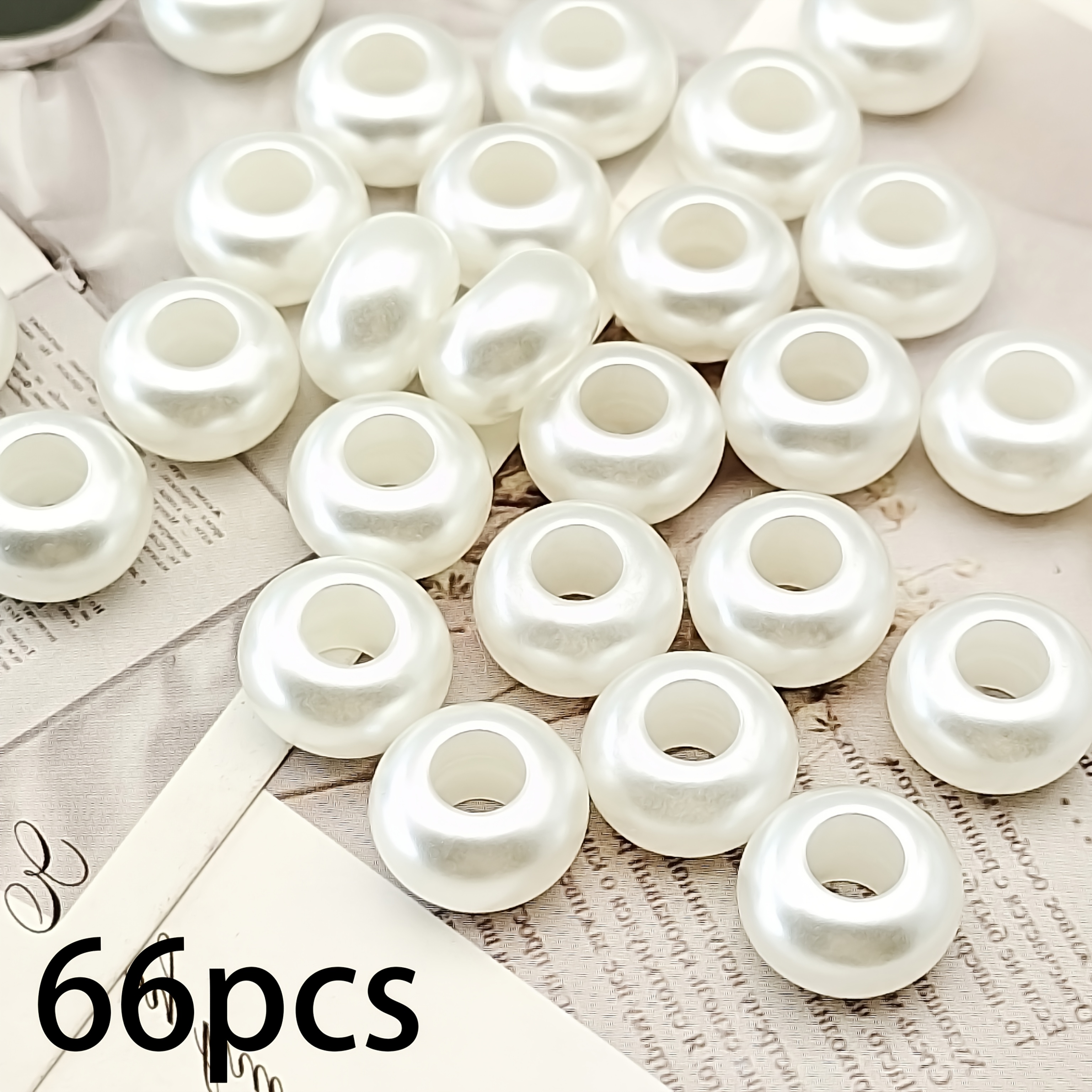 TEMU 66 pièces de perles acryliques à grand trou de 1, pour fabrication de bijoux DIY, , bricolage fait main, fournitures décoratives, accessoires de