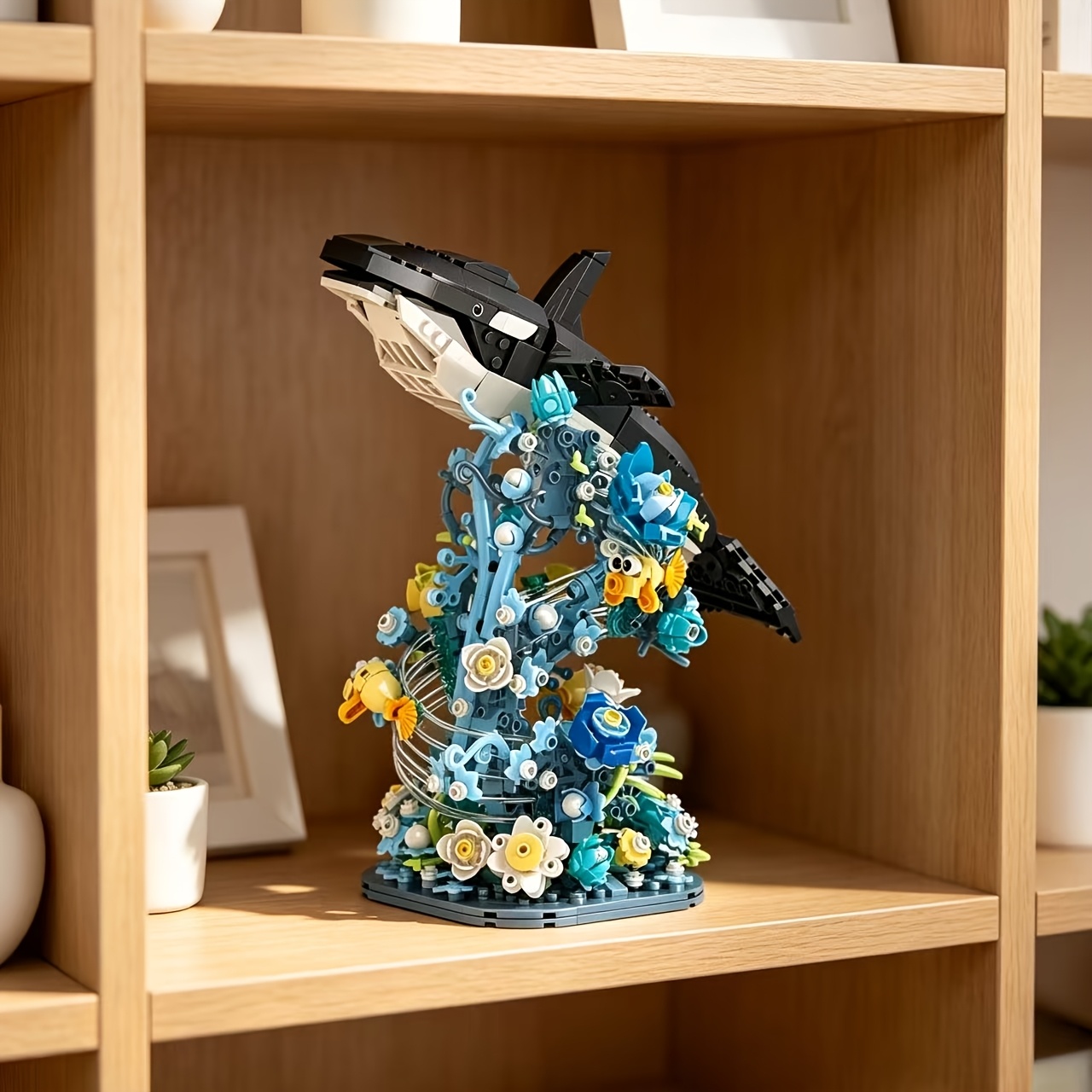 Orca Ocean Themed Building Blocks, 3D Assembly Model with Coral
