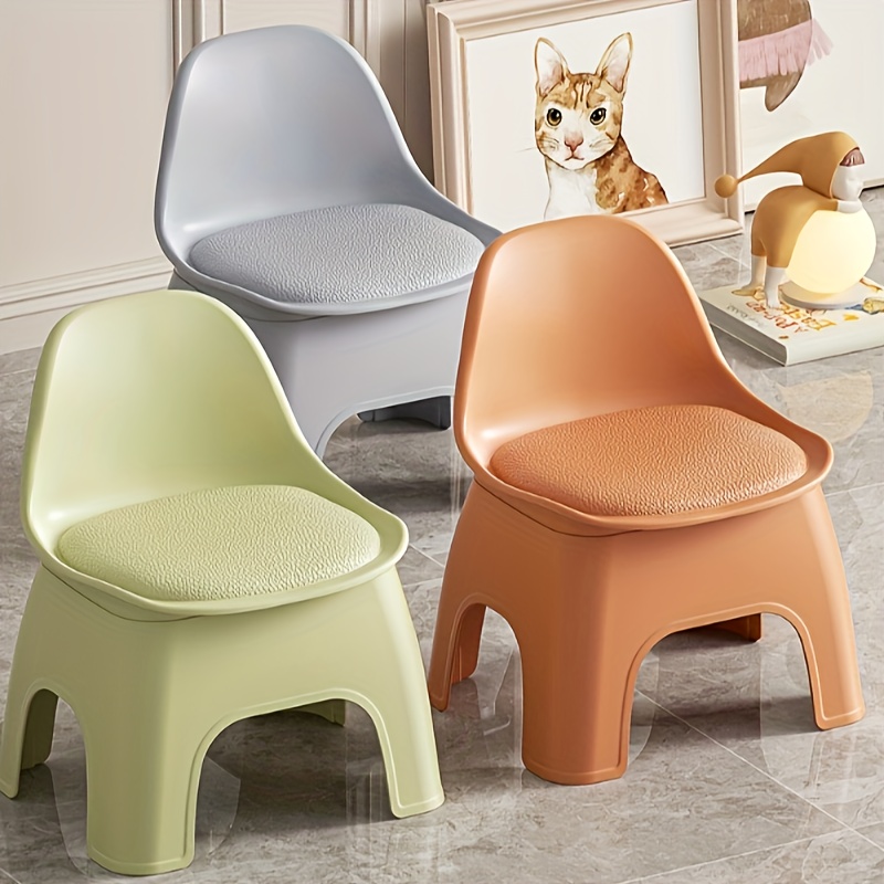 Versatile Plastic Stool for Adults Bathroom Shoe Changing Home Use Contemporary Gray