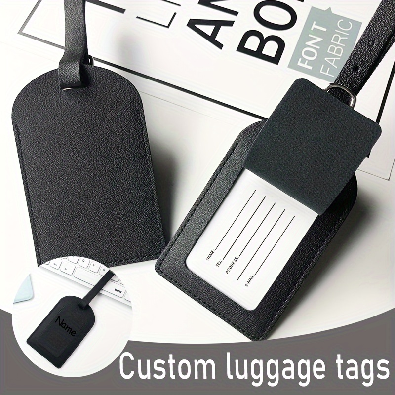 

Customized Luggage Tag, Add Your Men, Flip Distinctive Portable Luggage Check Tag With Buckle Strap, Perfect For Bookbag, Business Solid Color Suitcase Tag