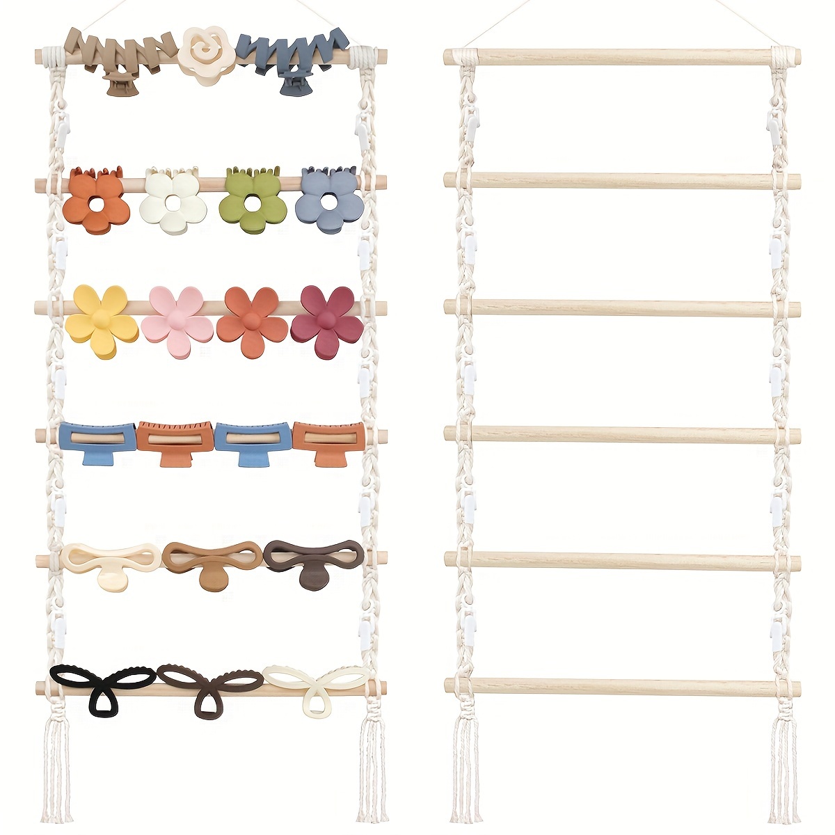 

Wooden Hair Claw Clip Organizer With 6 Shelves, Wall Hanging Hair Accessory Storage Rack For Room Types, Bohemian -saving Home Decor For Bedroom, Closet & Door, Ideal Gift For Teen Girls & Women