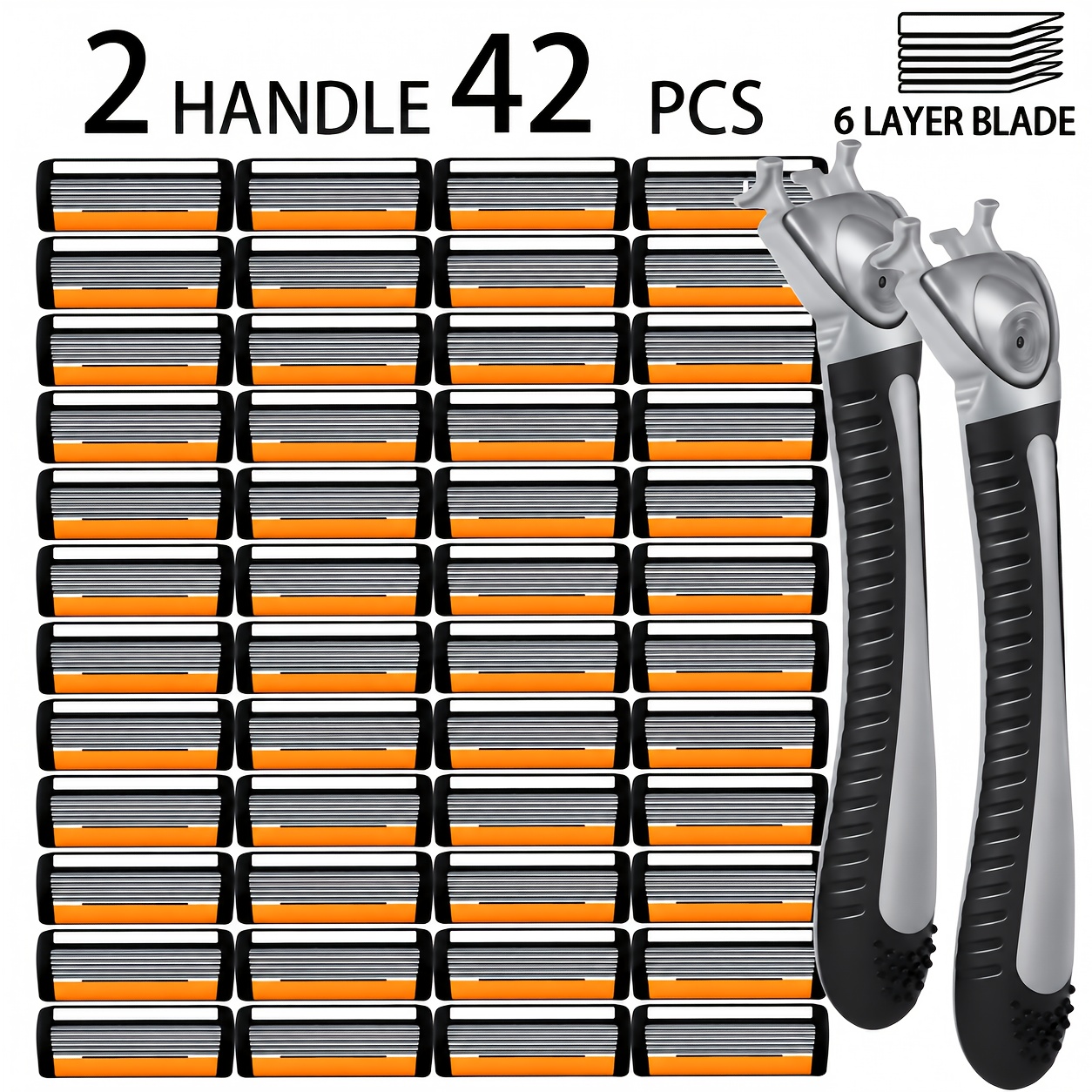 Image of Men's Manual Shaver, 6 For Shaving, Easily Handling Thick Beards, 360° Floating Head Facial , Lubricating Strip With Post-shave Water Ingredients To Reduce Irritation