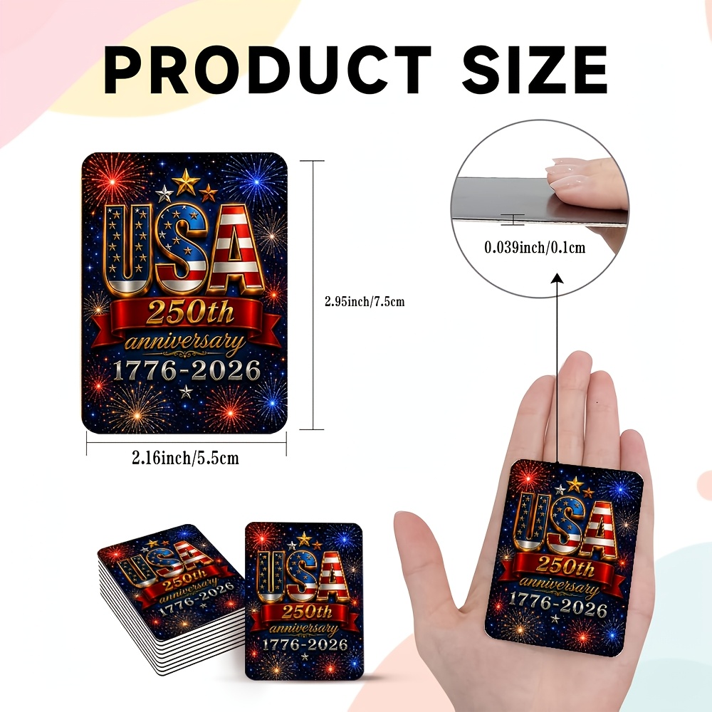 TEMU 1pc, Fridge Magnet, Us 250th Anniversary Design, Retro Celebration Style Pattern, Kitchen Decor, Home Decor, Gift Idea, Patriotic Commemorative
